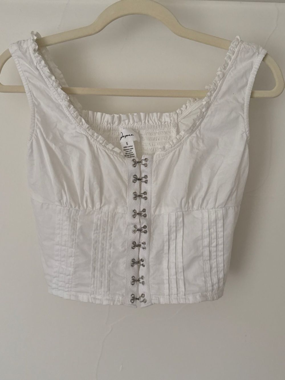 100% Cotton Free People Inspired White Women's Hook-Front Corset Top